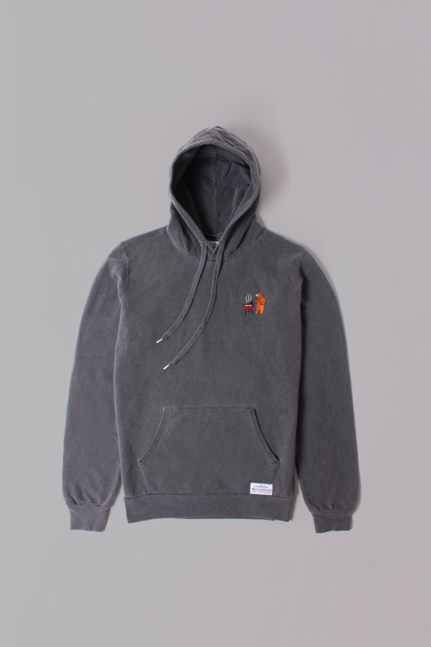 Vintage Pigment Hoodie - Charcoal - BBQ Bear Embroidery
