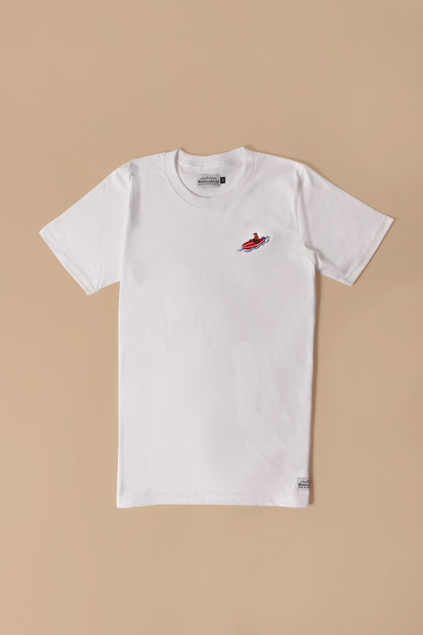 Classic Tee - White - Boat Bear Embroidery