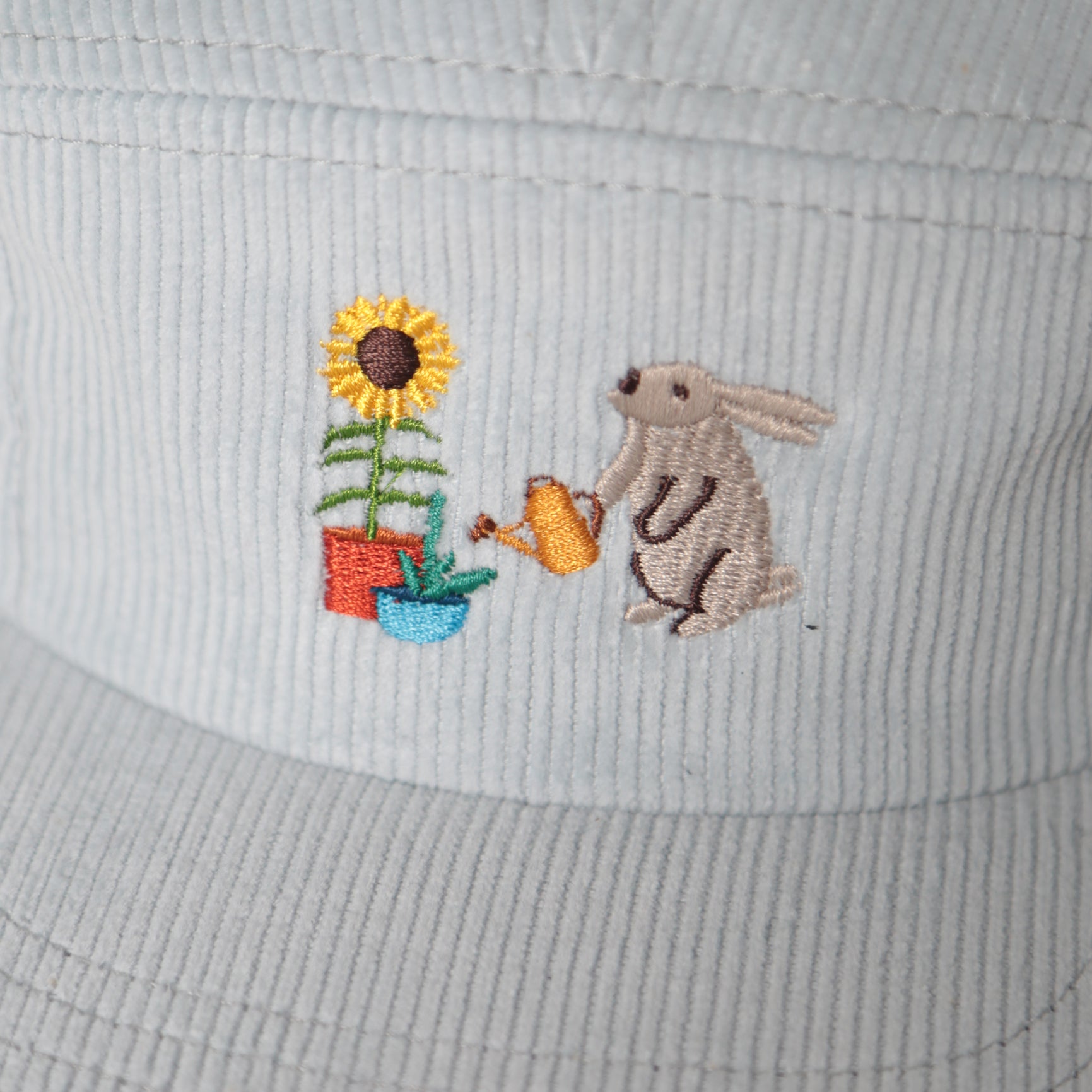 5 Panel - Powder Cord - Bunny Sunflower Embroidery