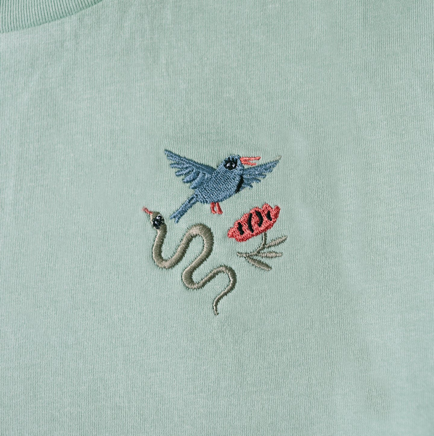 Classic Organic Tee - Sage - Wild Life Embroidery