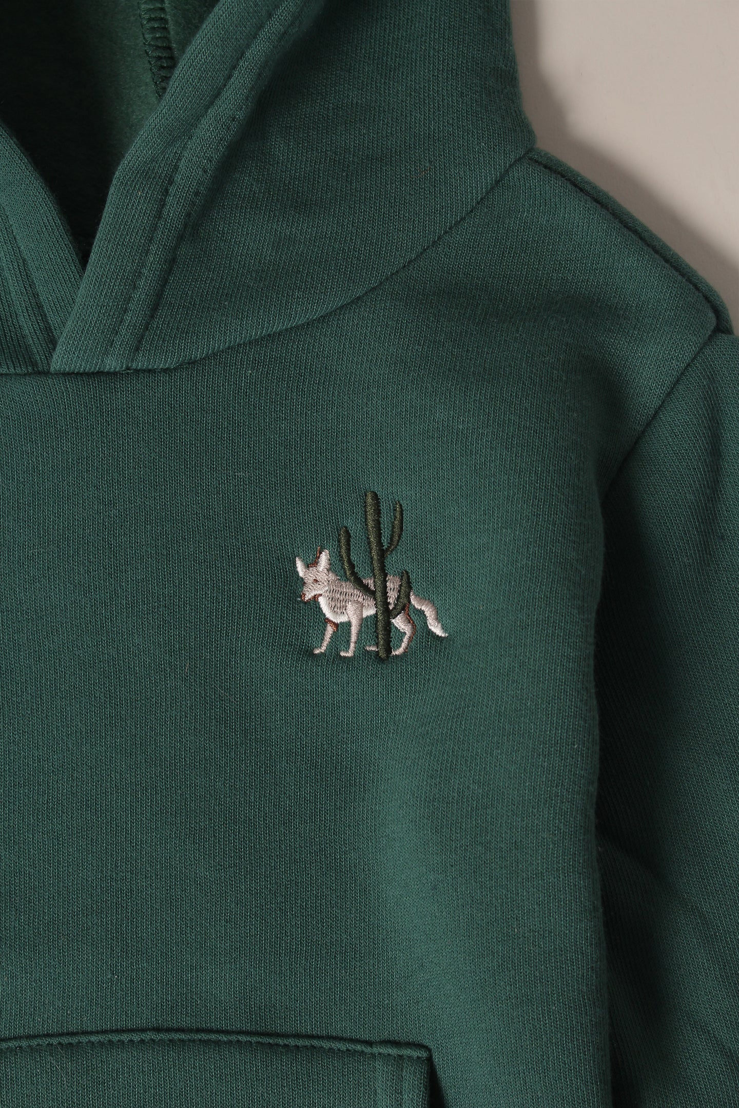 Kids Cabin Hoodie - Pine - Shy Wolf Embroidery
