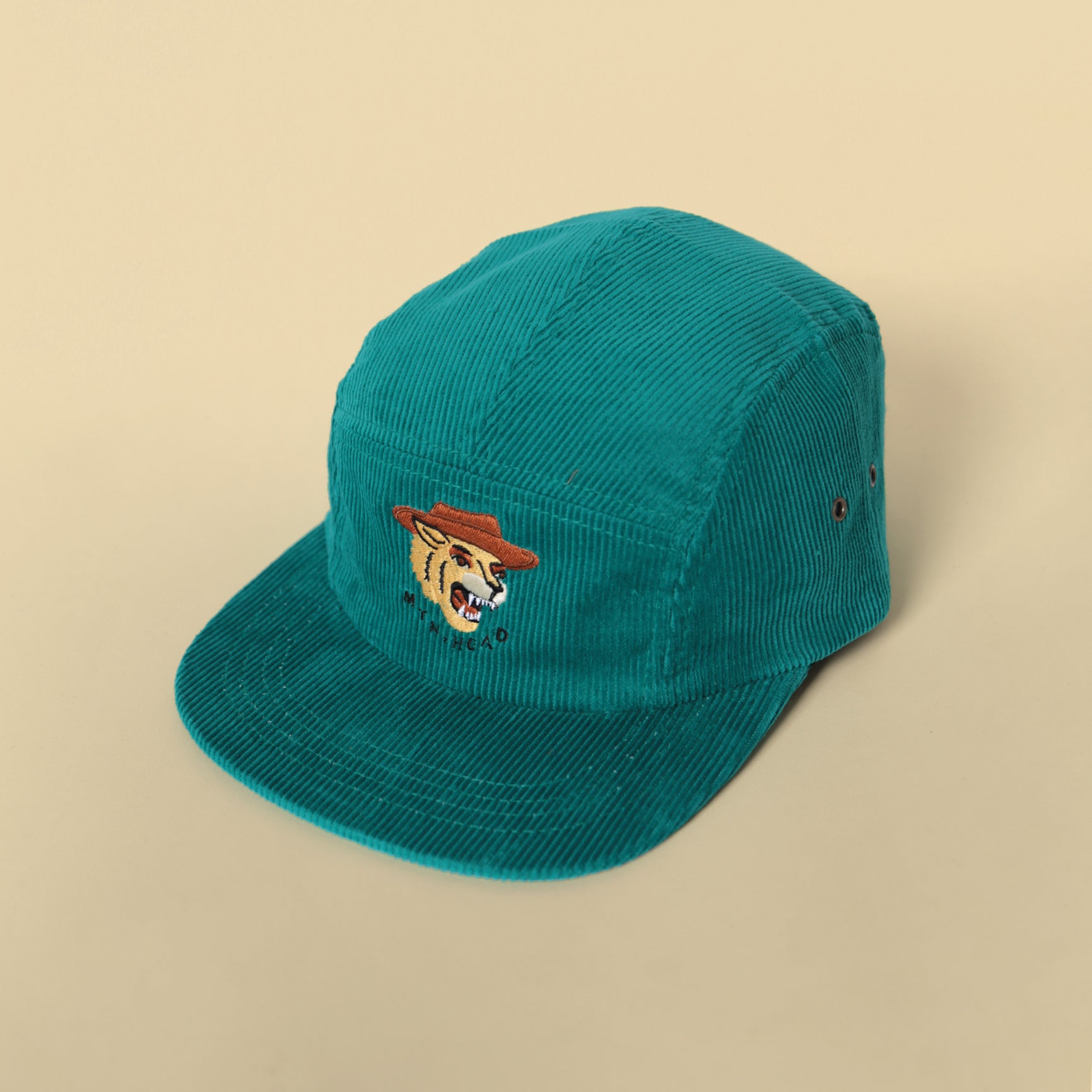 5 Panel - Teal Cord - Cowboy Dog Embroidery