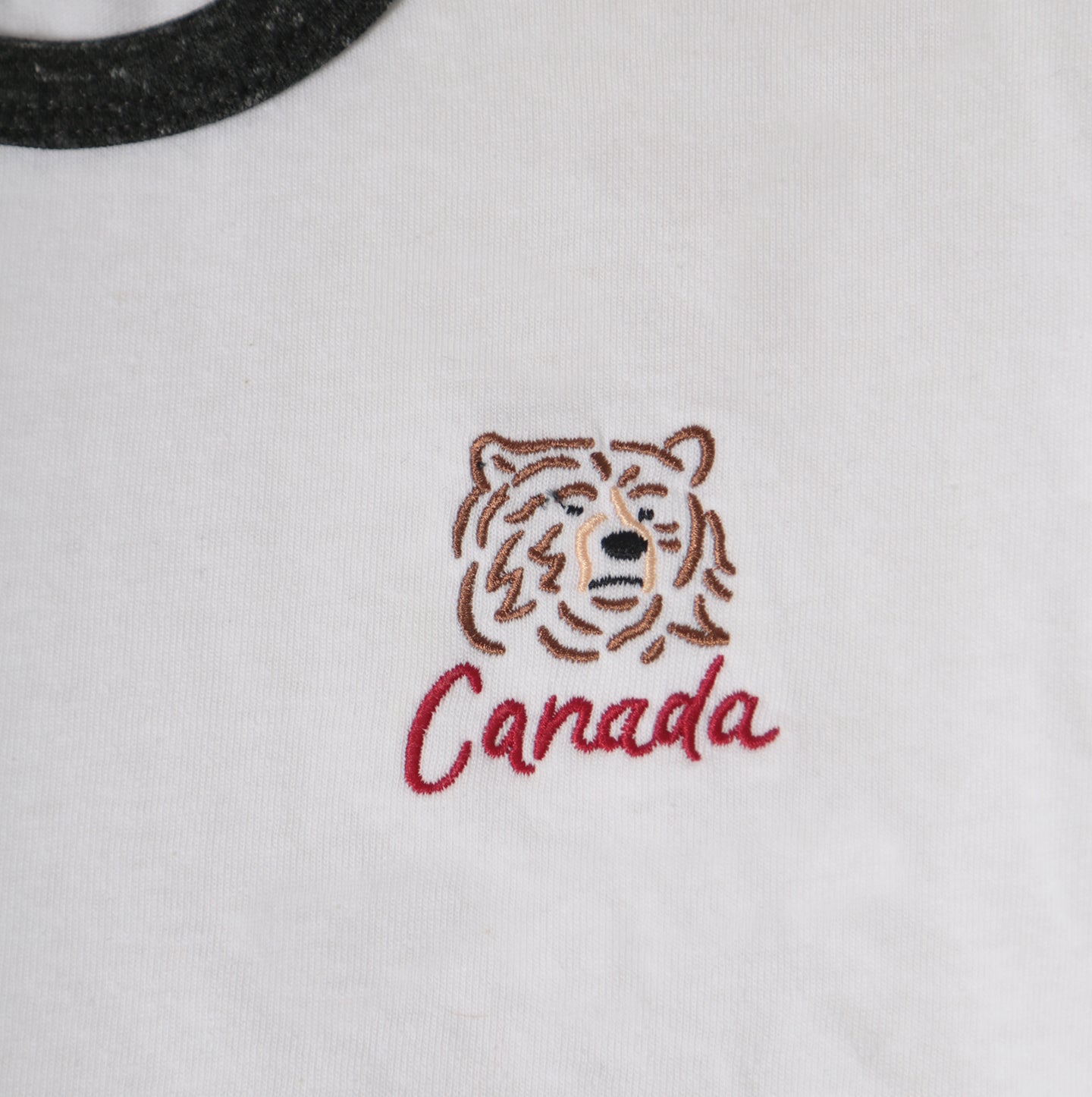 Ringer Tee White - Canada Bear