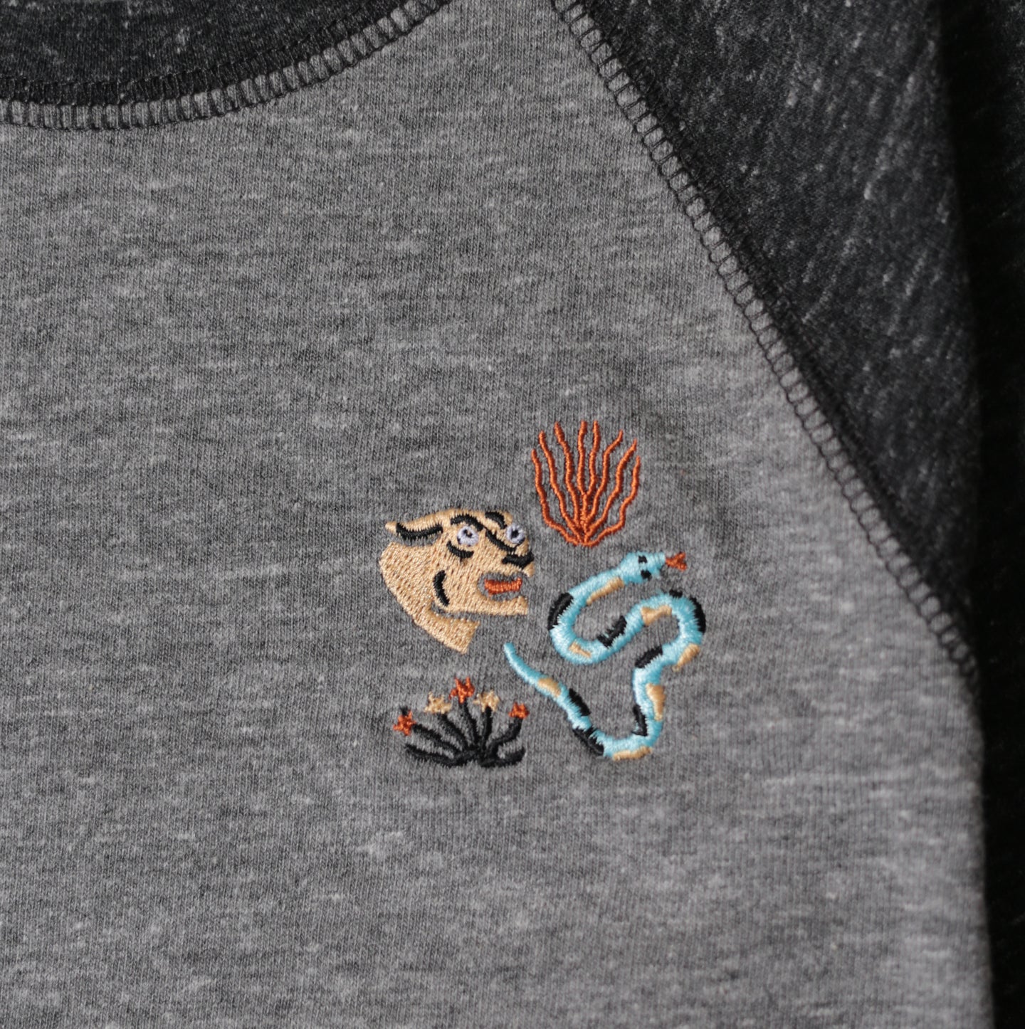Baseball Tee - Heather Grey/Charcoal - Desert Wildlife Embroidery