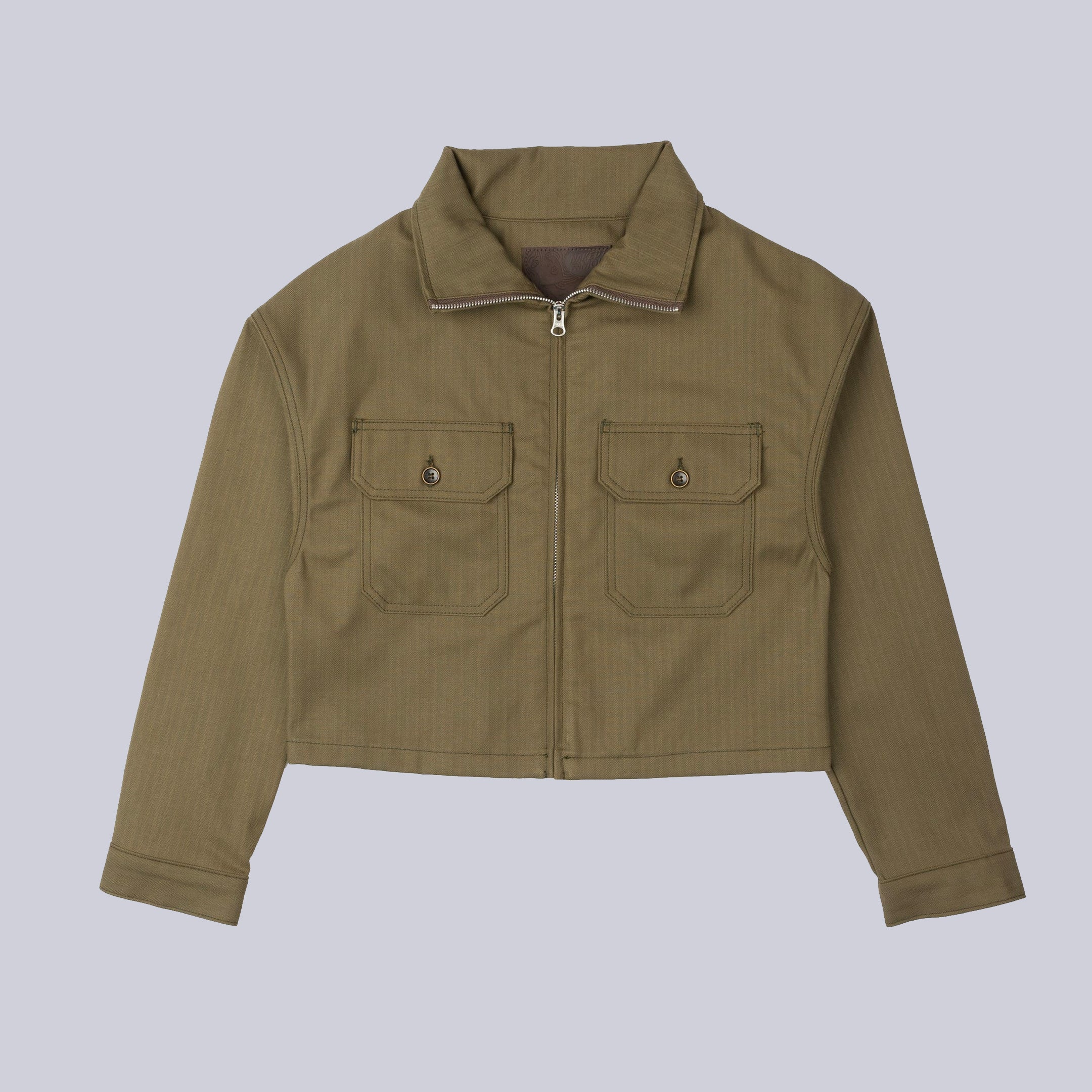 Zip Crop Jacket - Army HBT - Olive Drab