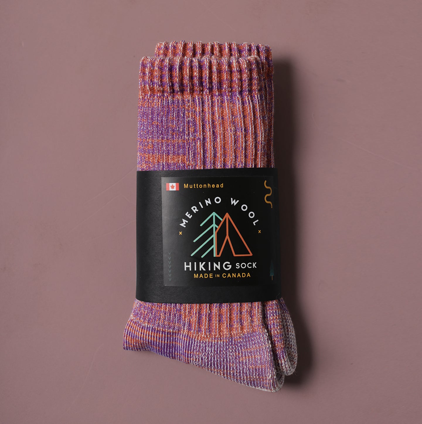 Merino Mountain Hiking Socks - Orange/Purple