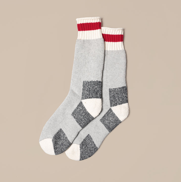 Camp Socks - Grey/Red Stripe