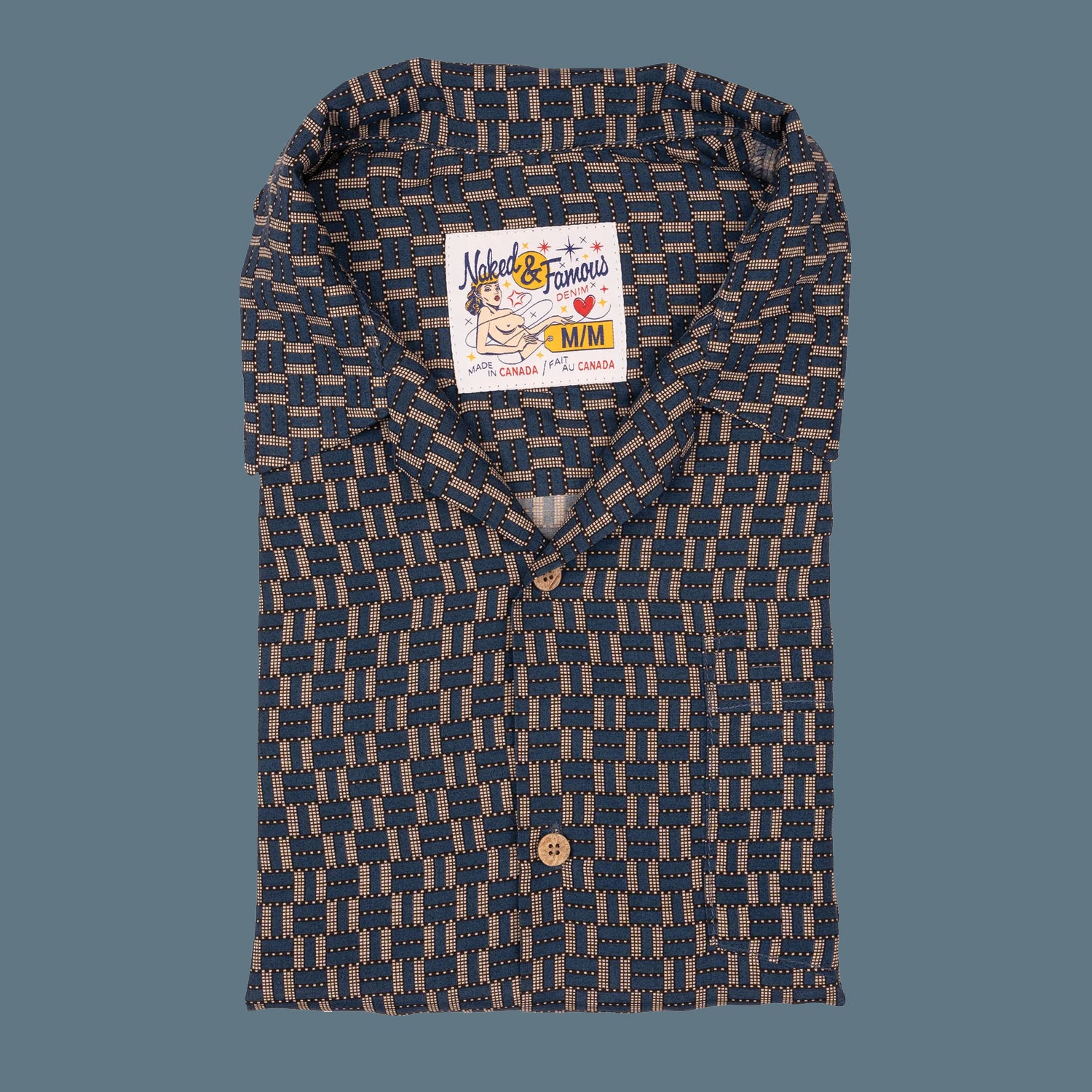 Aloha Shirt - Weave Print - Navy