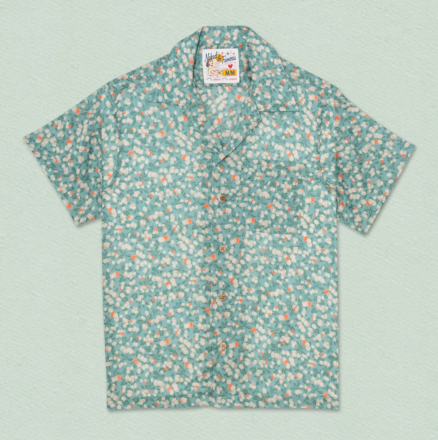 Aloha Shirt - Fruit Print- Cyan