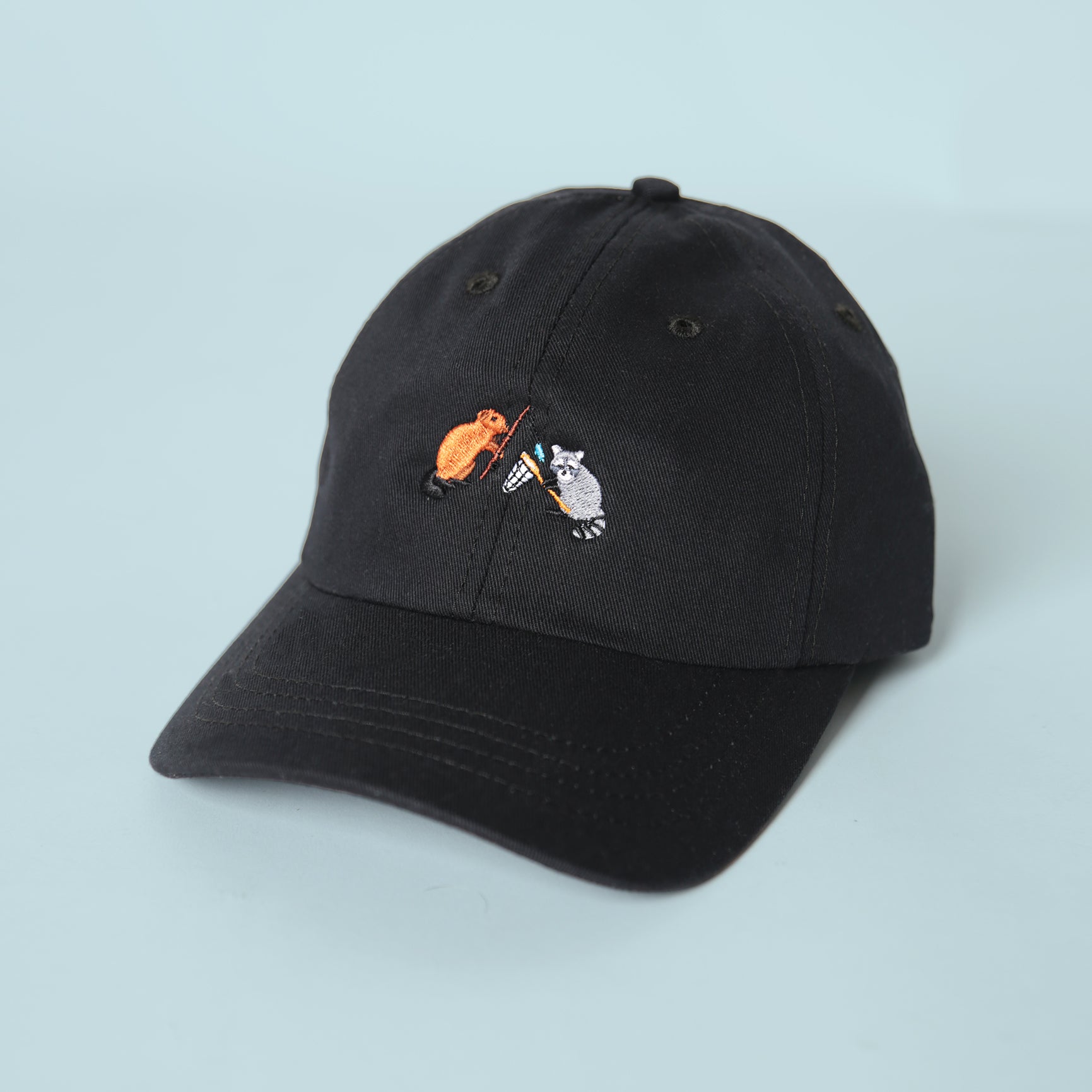 6 Panel - Black - Fishin' Friends Embroidery