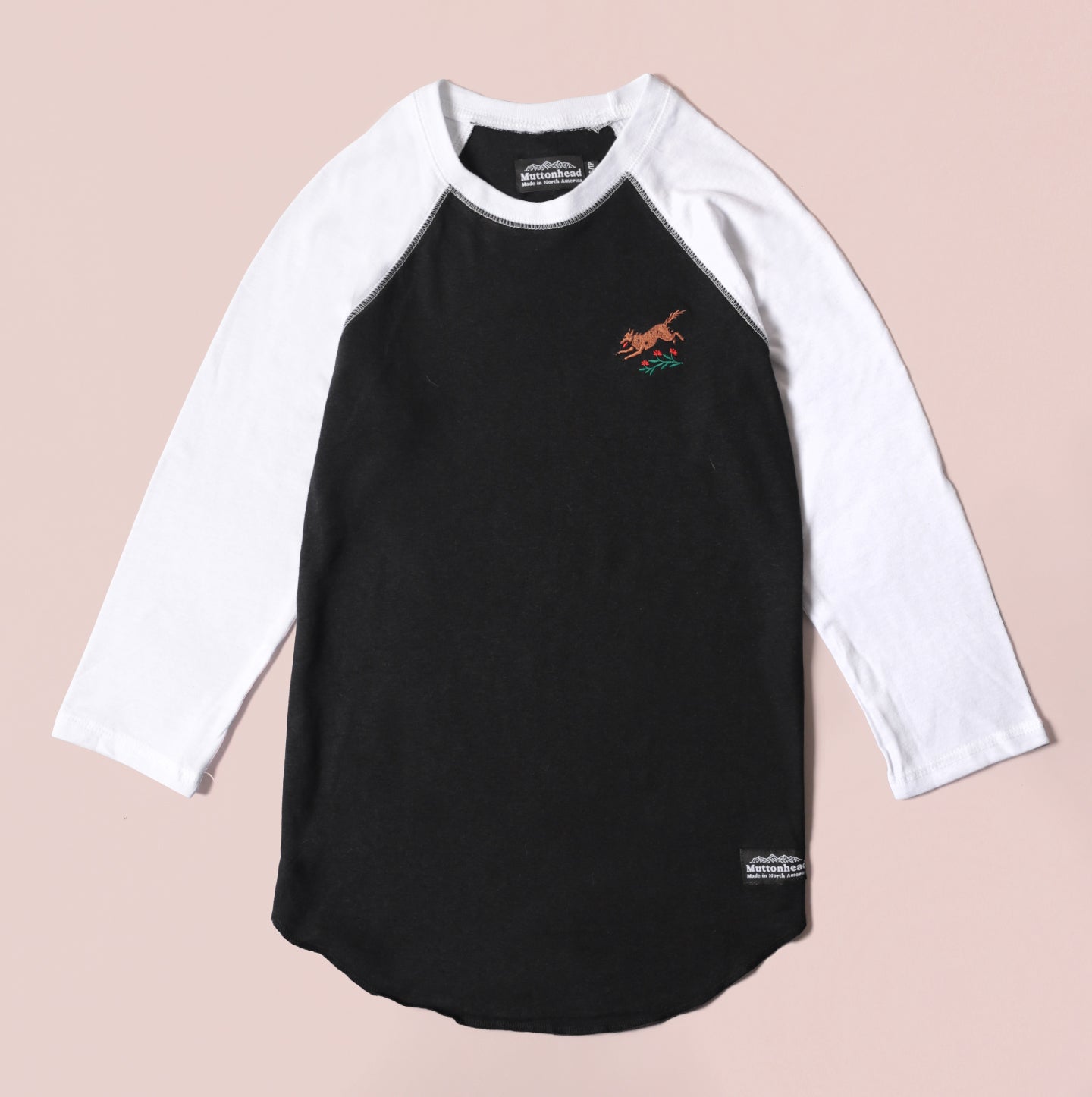 Baseball Tee - Black/White - Wild Wolf Embroidery