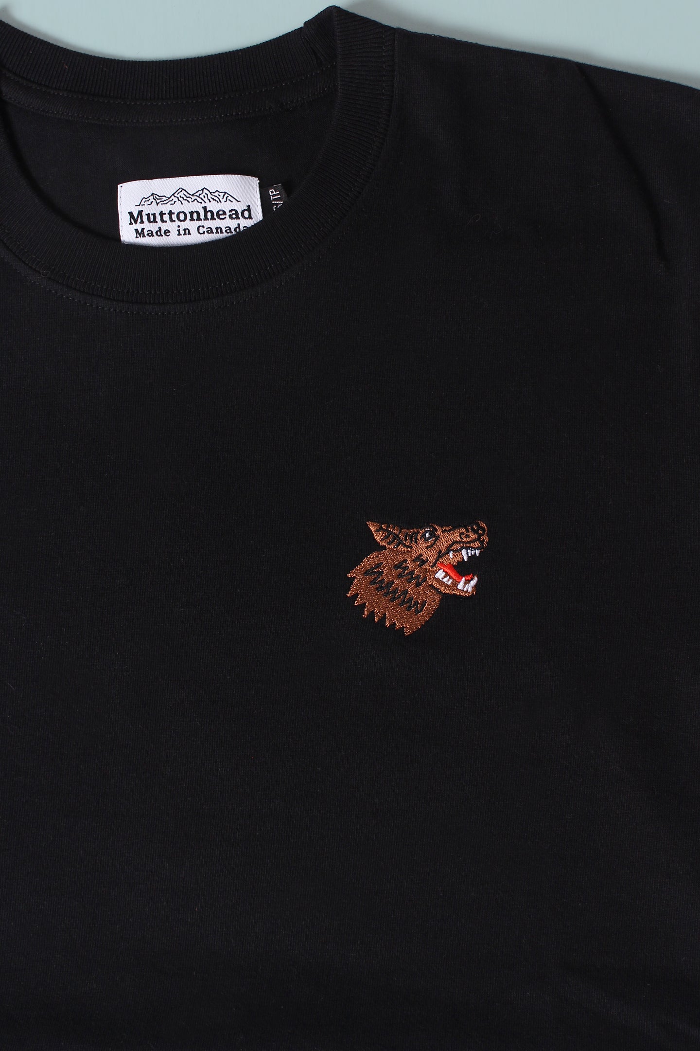 Heavy Weight Tee - Black - Wolf Embroidery