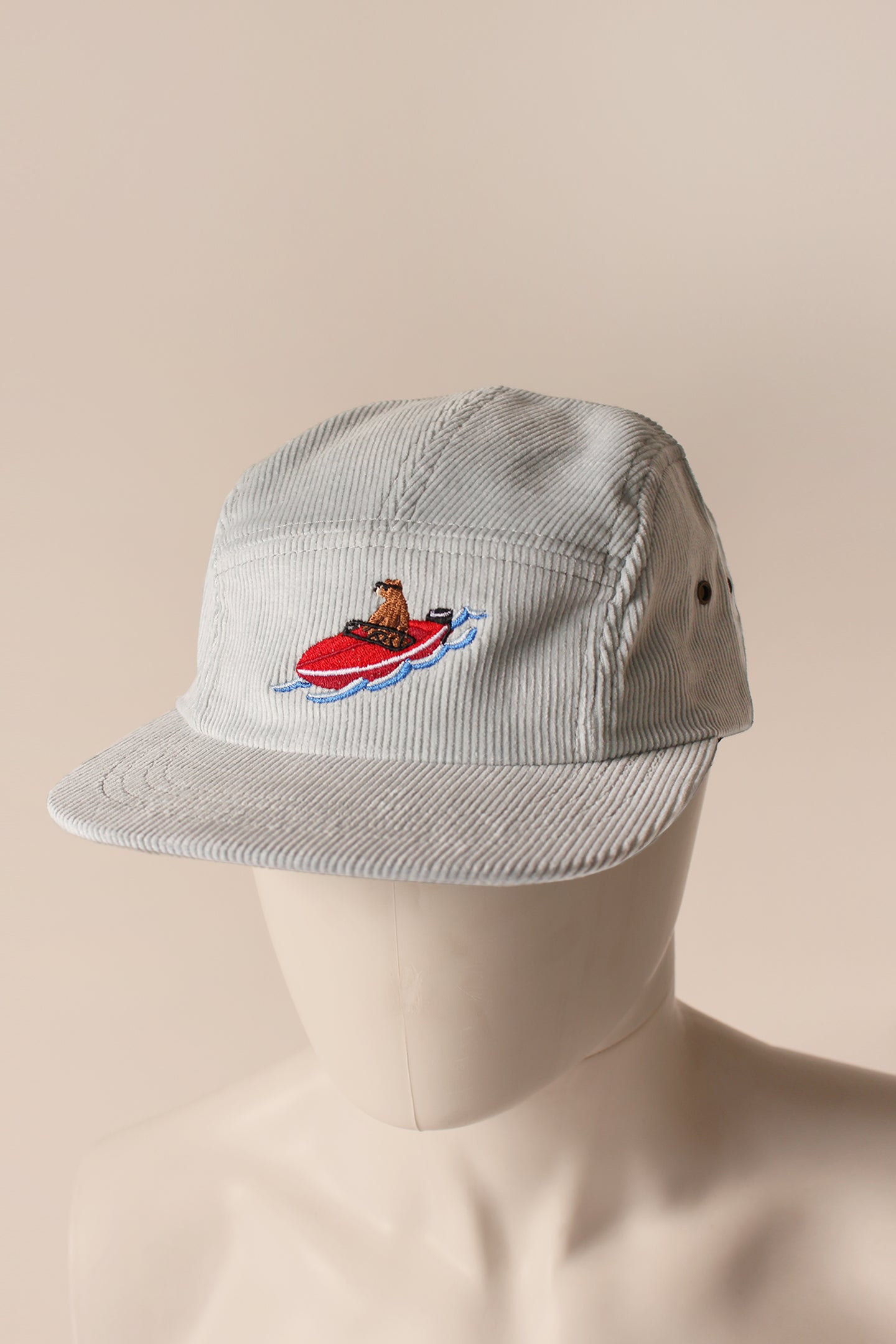 5 Panel - Powder Cord - Boat Bear Embroidery