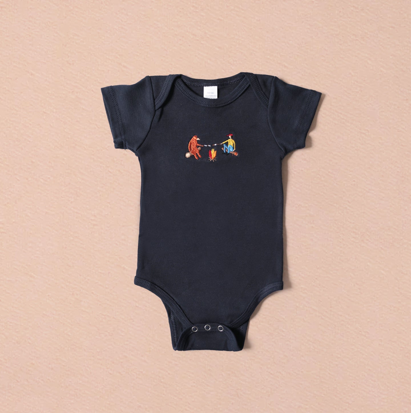 Baby Onesie - Navy - Campfire Friends Embroidery - CAMP Series