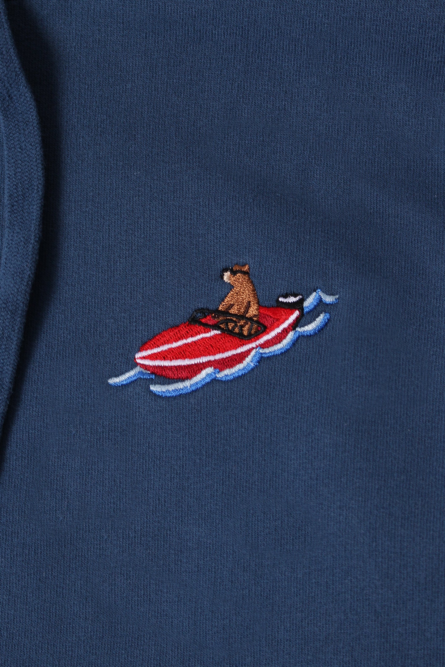 Vintage Pigment Hoodie - Ocean Blue - Boat Bear Embroidery