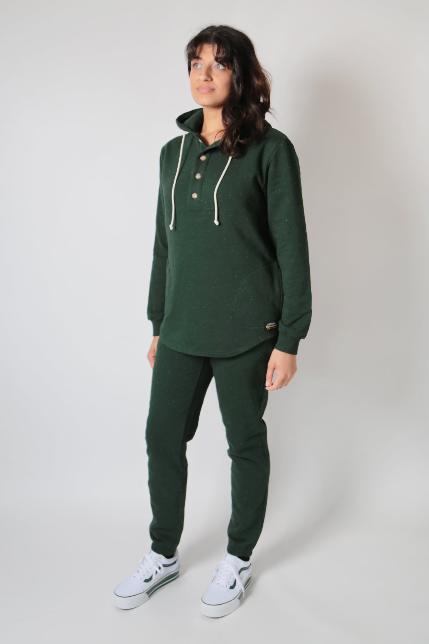 Camping Hoodie - Forest Green Rainbow Speckle