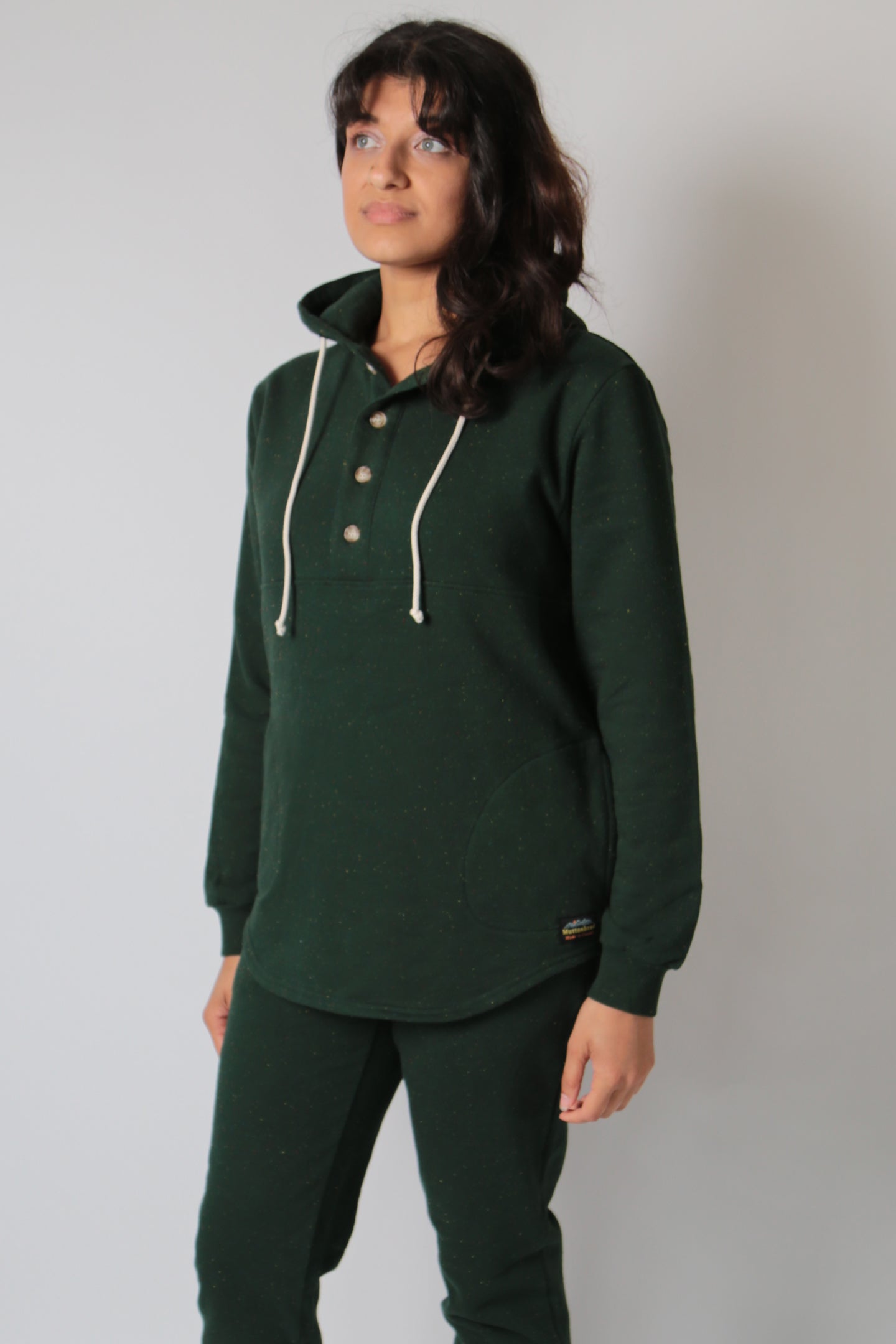 Camping Hoodie - Forest Green Rainbow Speckle