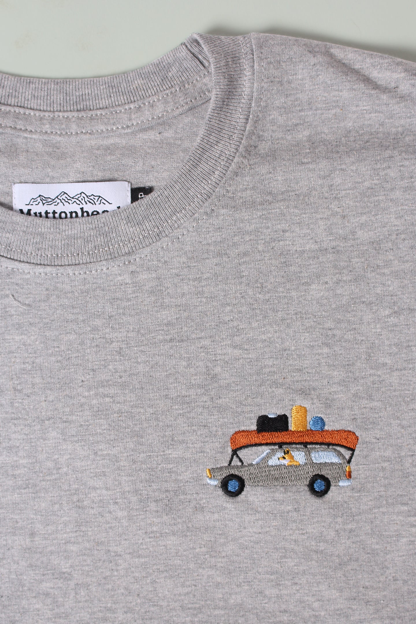 Medium Weight Tee - Heather Grey - Road Trip Embroidery - CAMP series