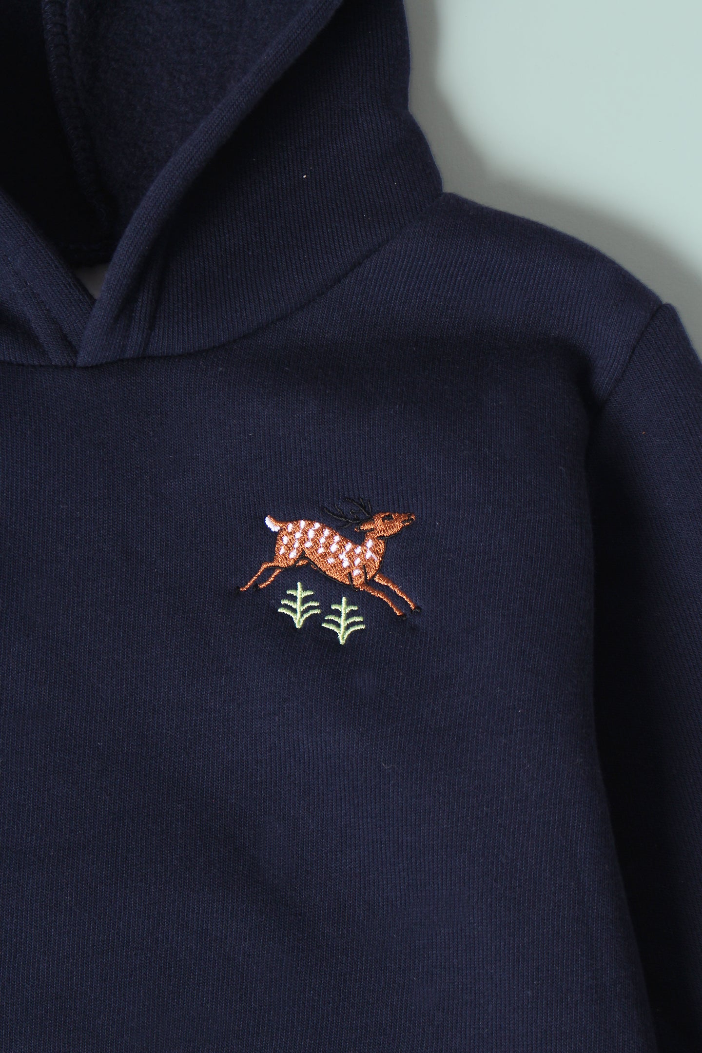 Kids Cabin Hoodie - Navy - Deer Embroidery