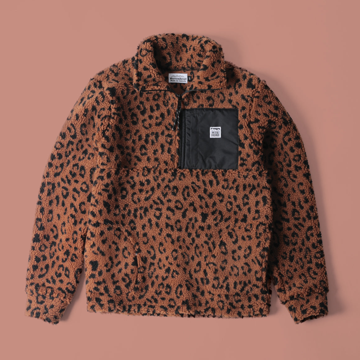 Alpine 1/4 Zip  - Leopard Sherpa