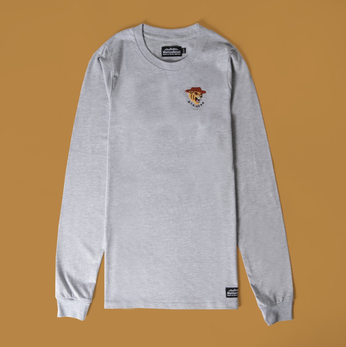 Longsleeve Tee - Heather Grey - Cowboy Dog Embroidery