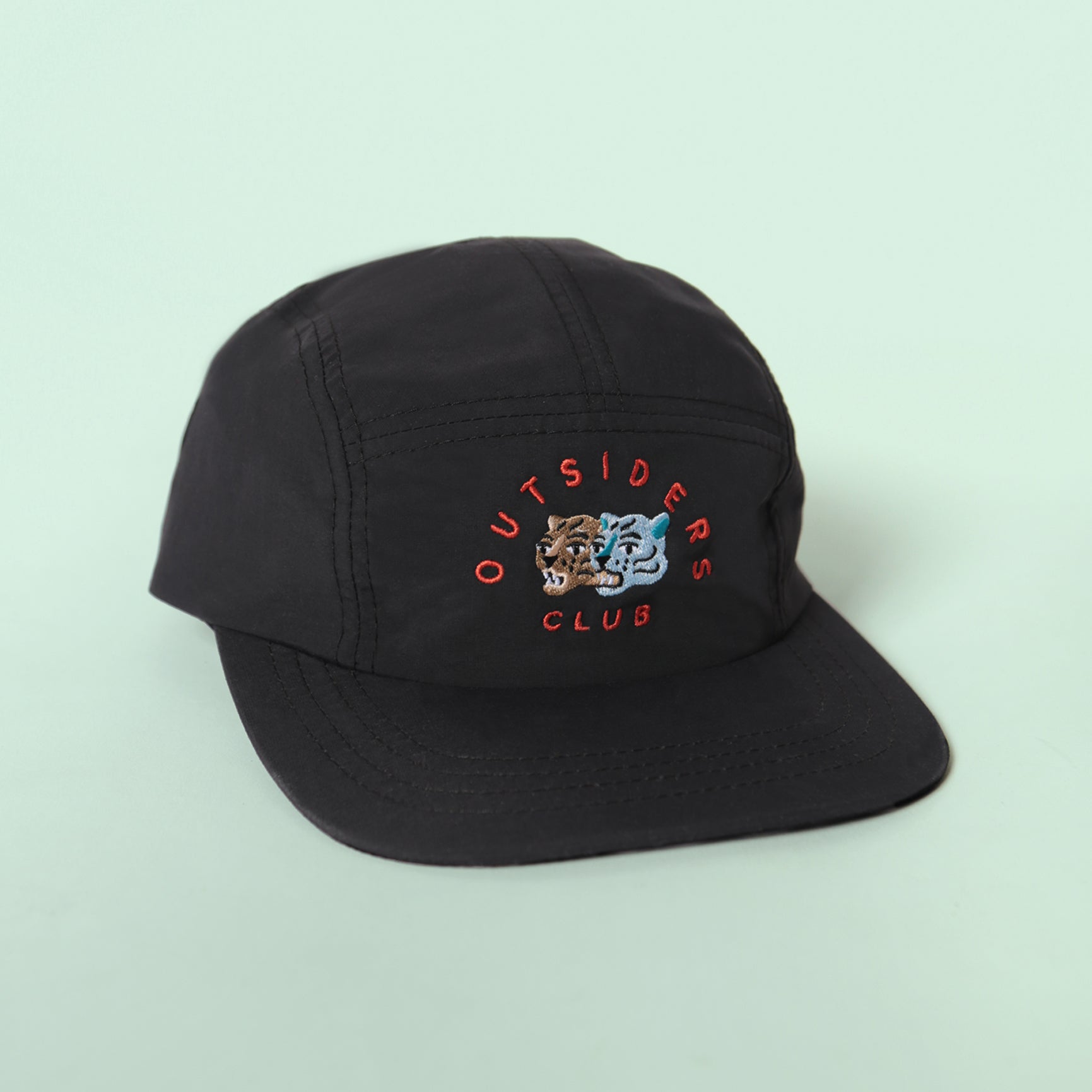 5 Panel - Black Nylon - Outsiders Club Embroidery