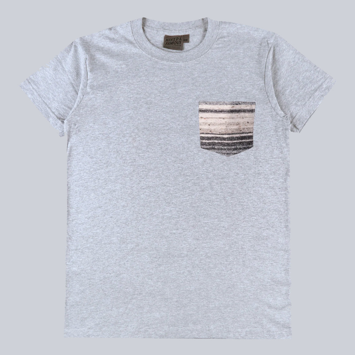 Pocket Tee - Heather Grey + Heavyweight Stripe Grey