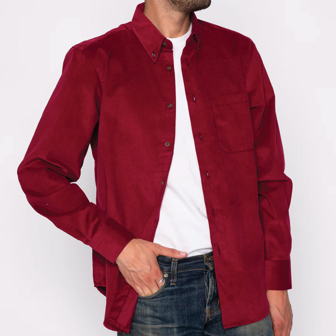 Easy Shirt - Cotton Dyed Corduroy - Burgundy