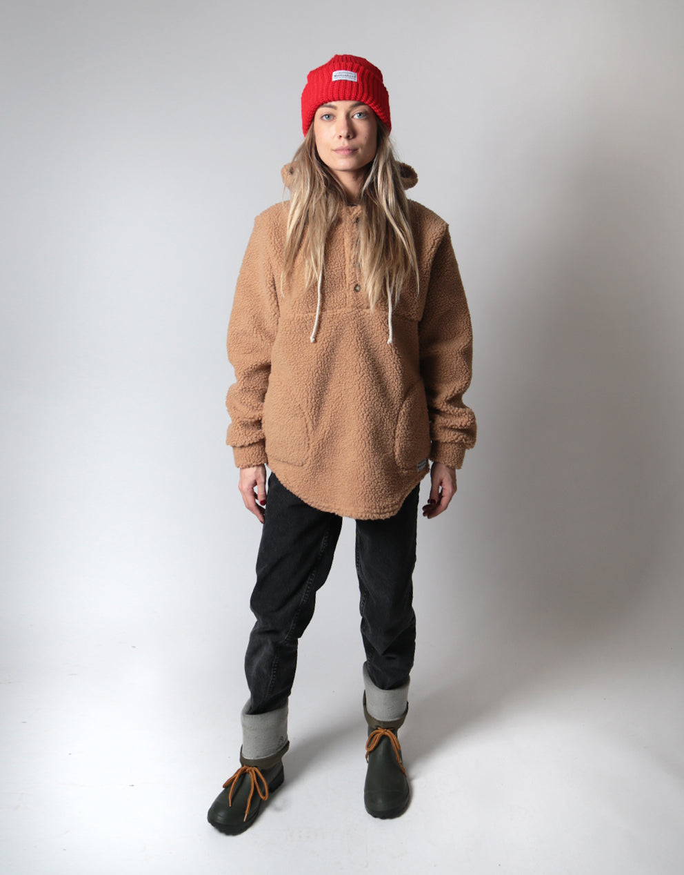 Camping Hoodie -  Dark Camel Sherpa