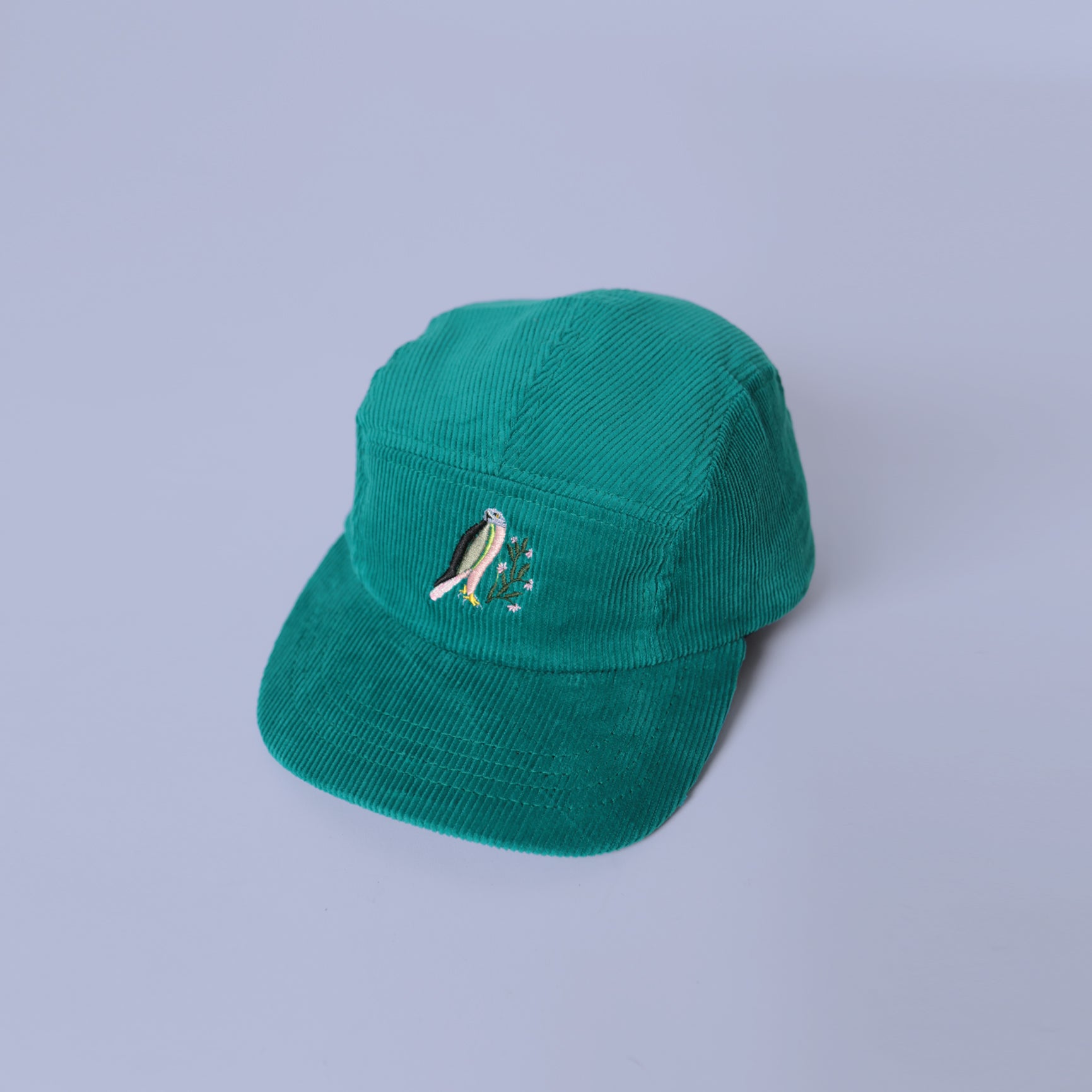 Kids 5 Panel - Teal Cord - Flower Bird Embroidery