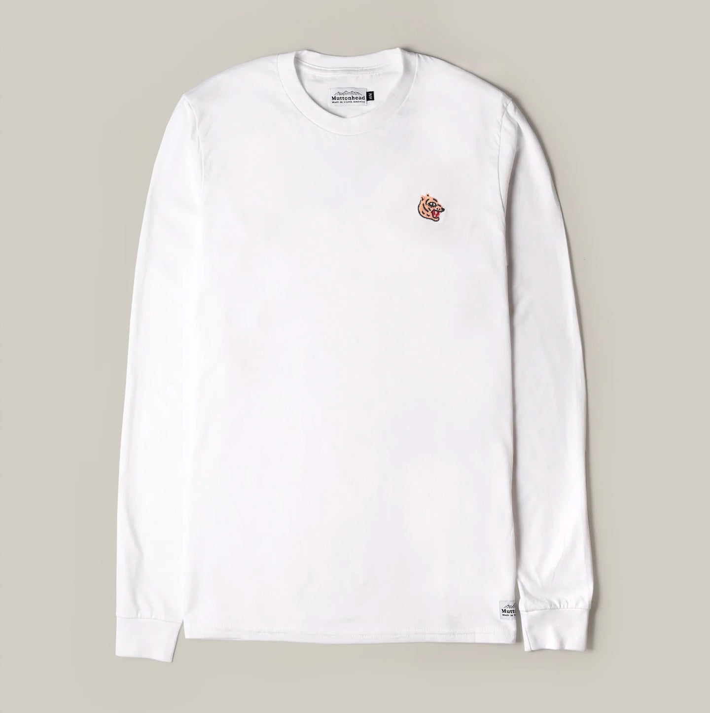 Longsleeve Tee - White - Wild Cat Embroidery