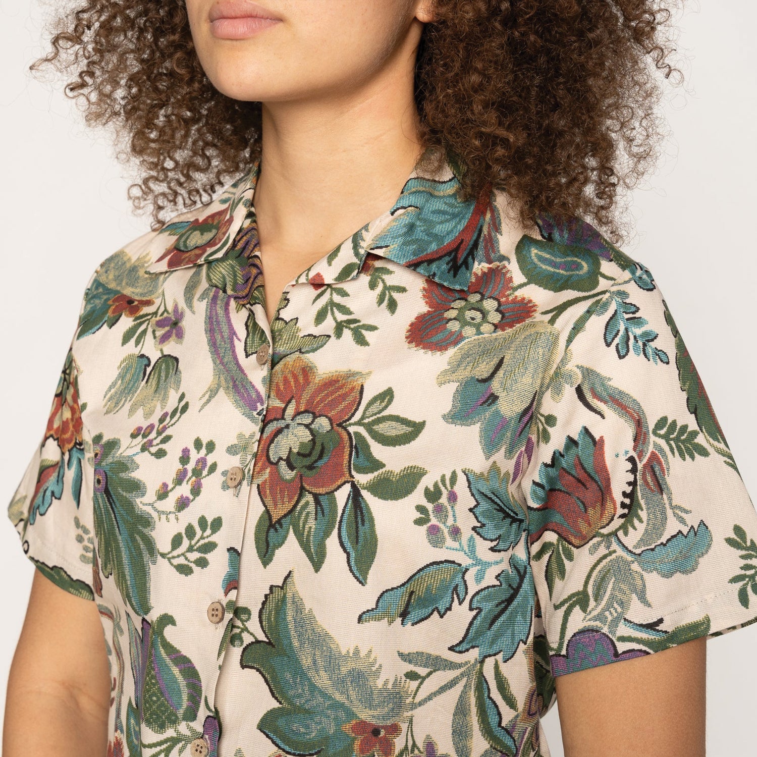 Women's Camp Collar Shirt - Vintage Pique - Ecru