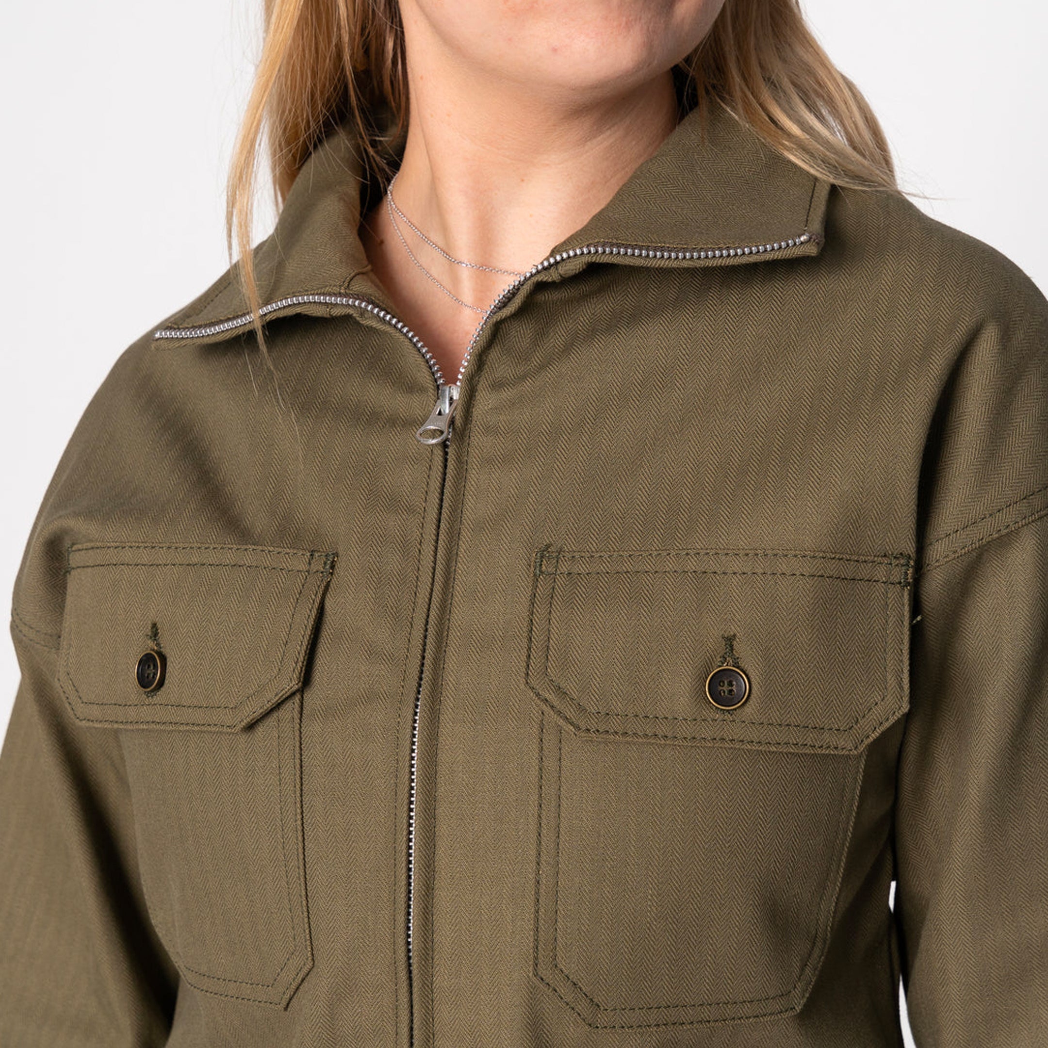 Zip Crop Jacket - Army HBT - Olive Drab