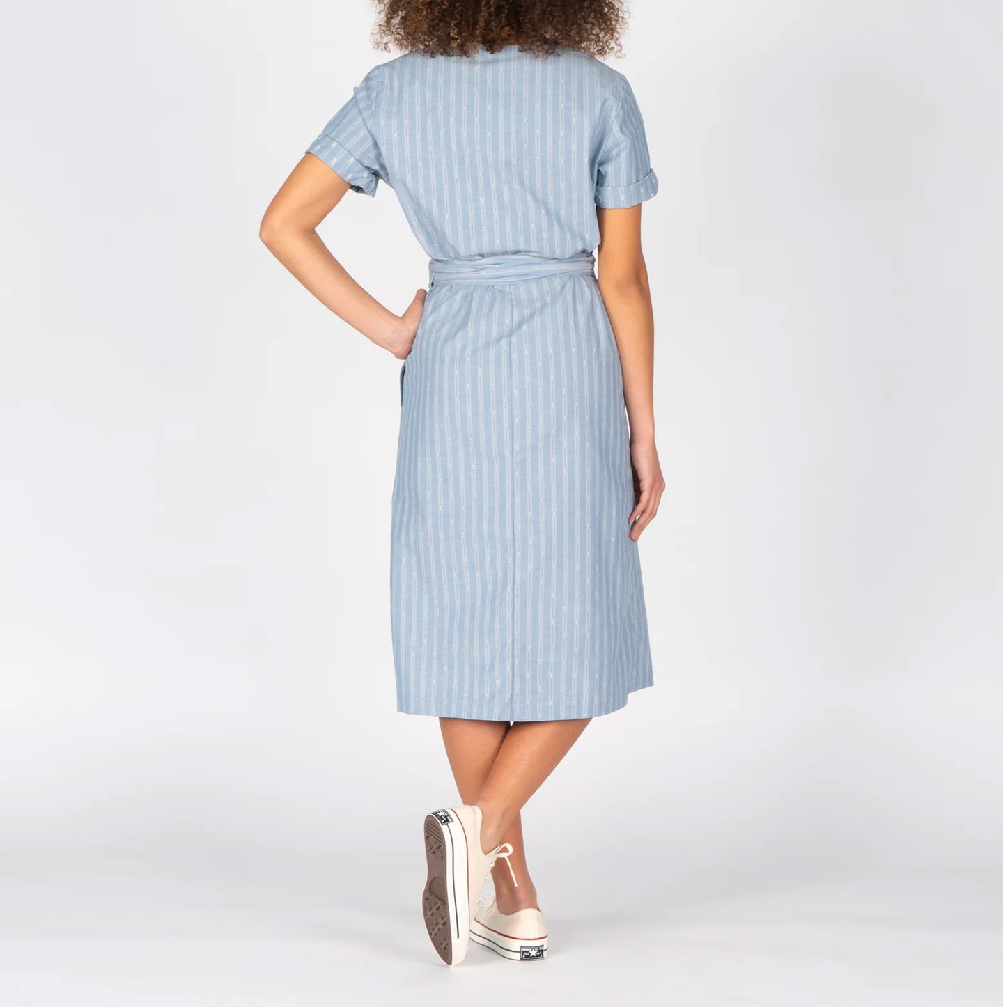 Wrap Dress - Vintage Dobby Stripes - Pale Blue