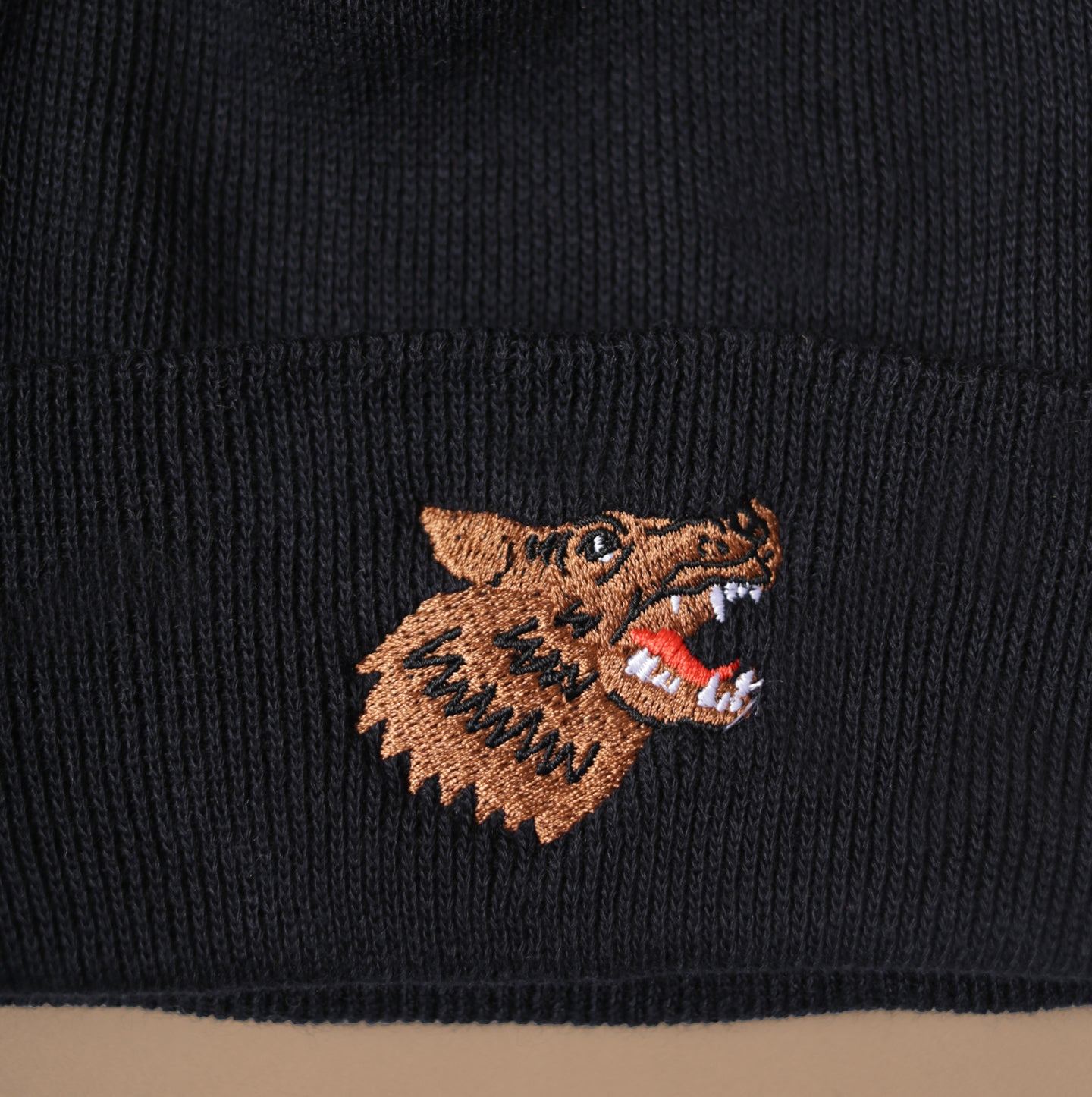 Cotton Knit Toque - Black Wolf Embroidery
