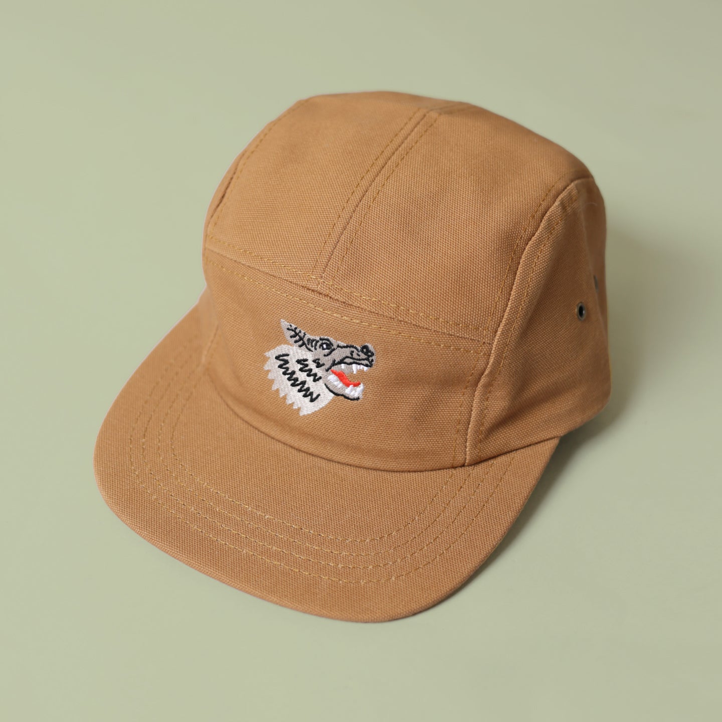 5 Panel - Wolf Embroidery - Rust