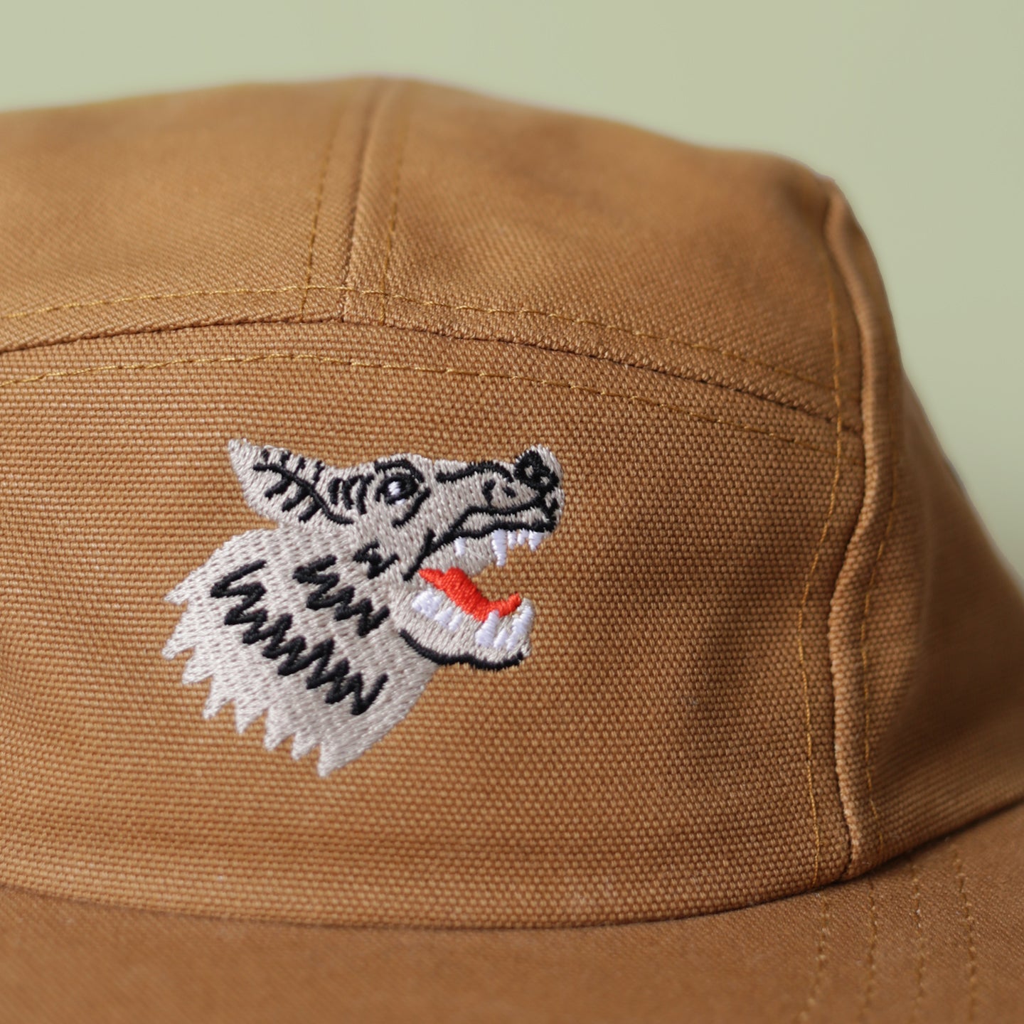 5 Panel - Wolf Embroidery - Rust