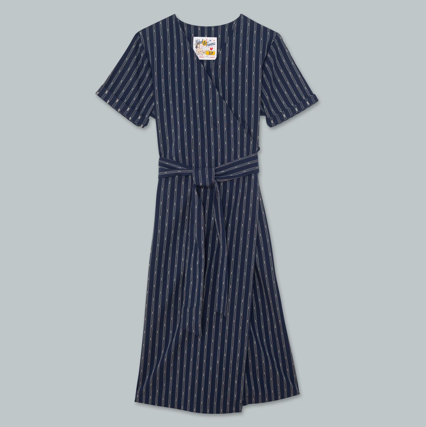 Wrap Dress - Vintage Dobby Stripes - Navy