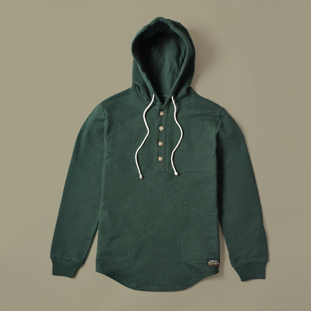 Camping Hoodie - Forest Green Rainbow Speckle