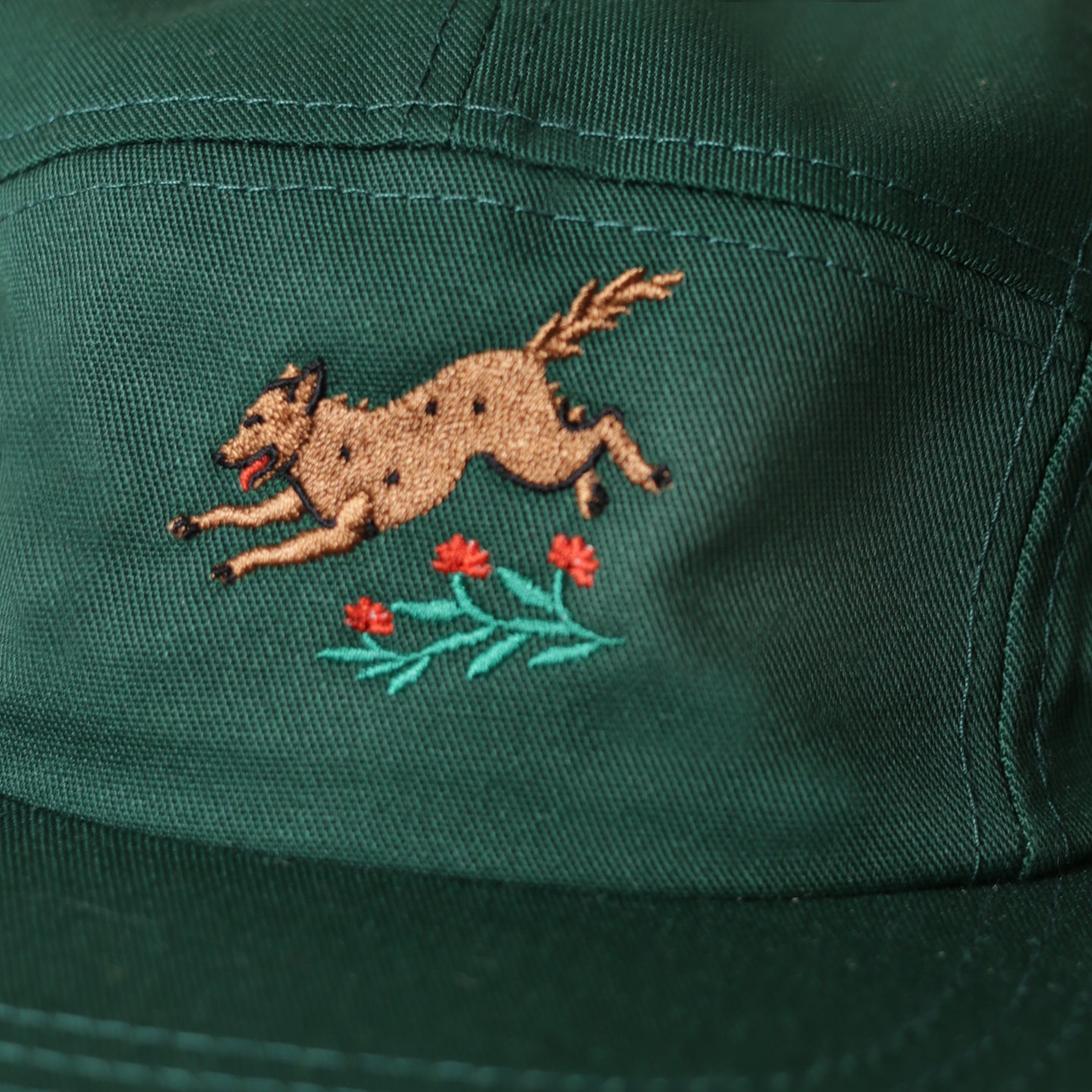 5 Panel  - Wild Wolf Embroidery - Forest Green