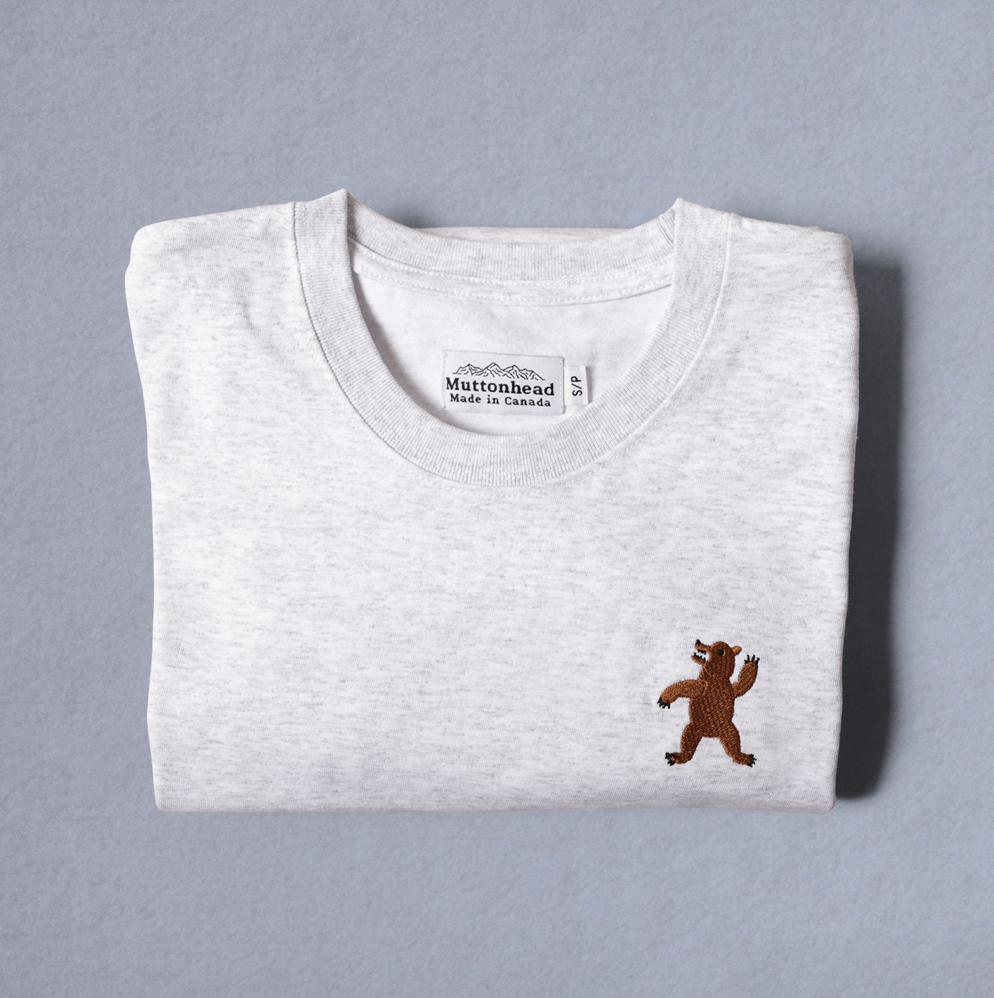 Heavy Weight Tee - Heather Ash - Party Bear Embroidery
