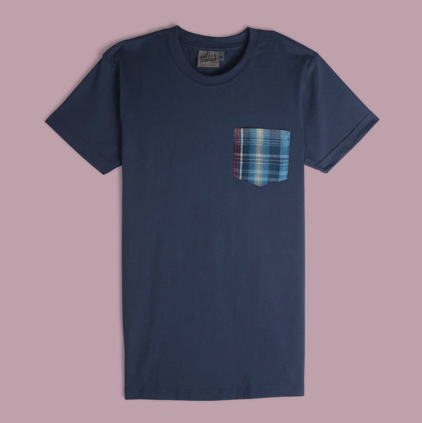 Pocket Tee - Real Indigo Dyed Plaid - Navy