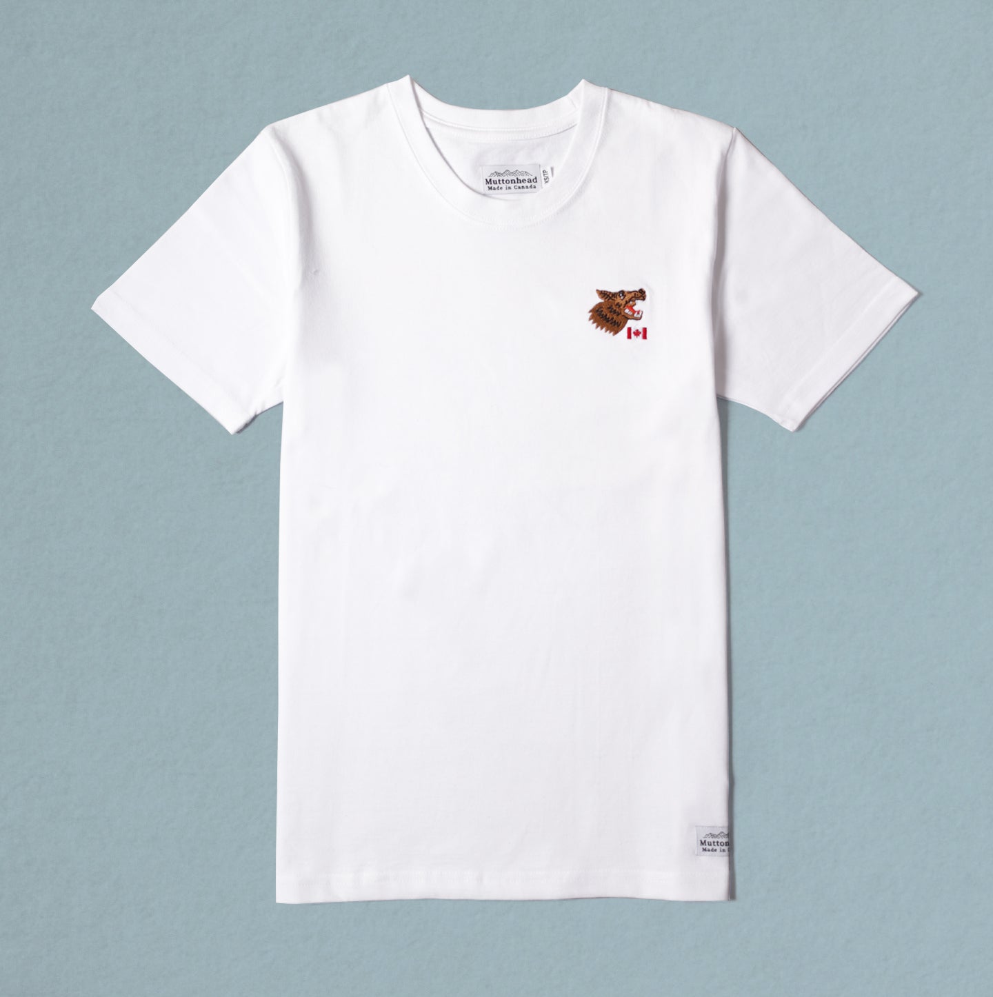 Heavy Weight Tee - White - Wolf Flag Embroidery