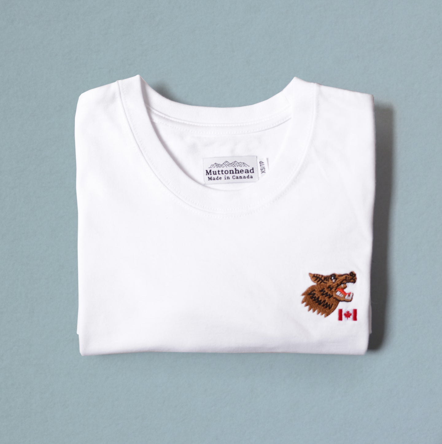Heavy Weight Tee - White - Wolf Flag Embroidery