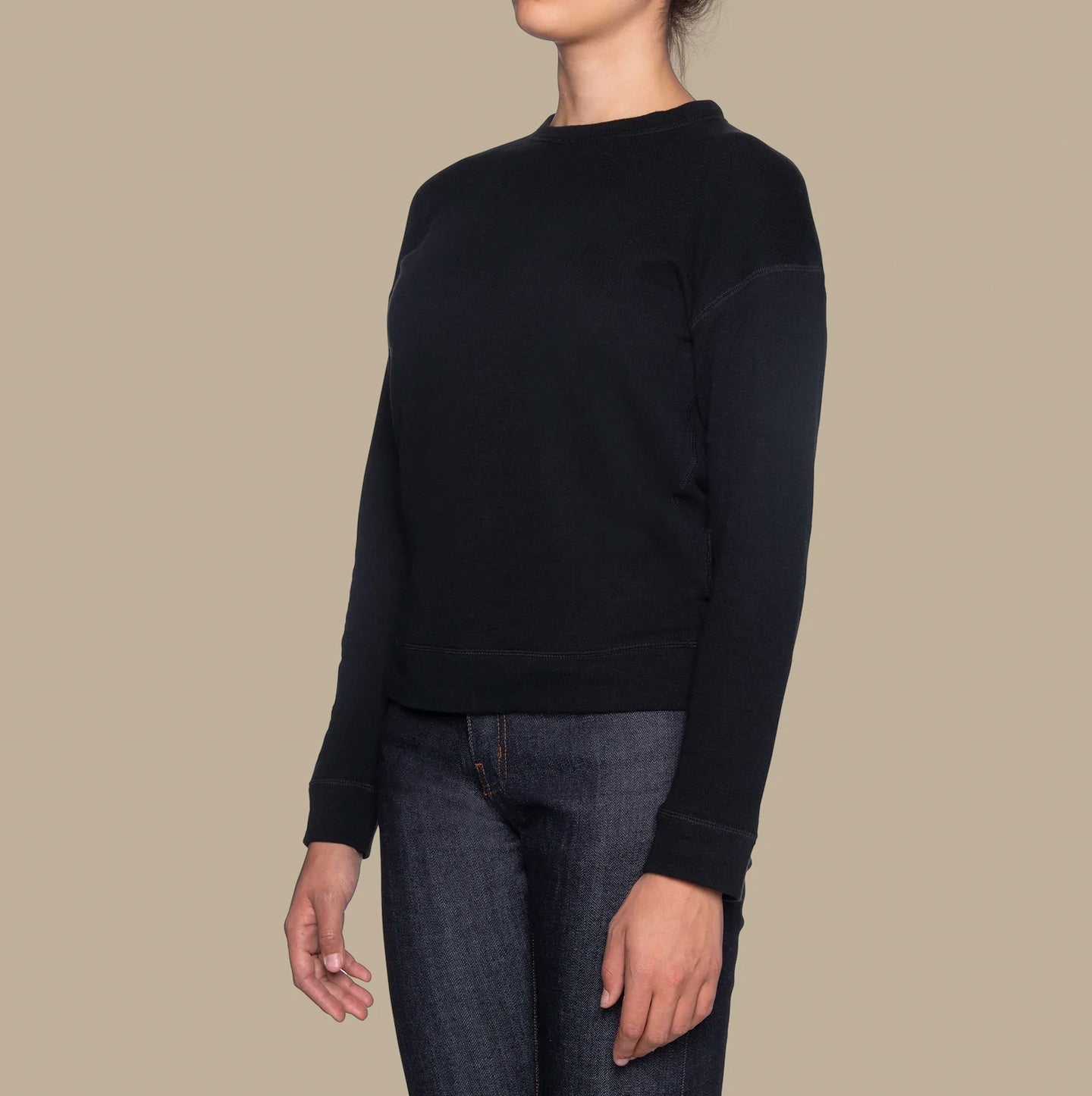 Women's Weekend Crew - Black Vintage Doubleface