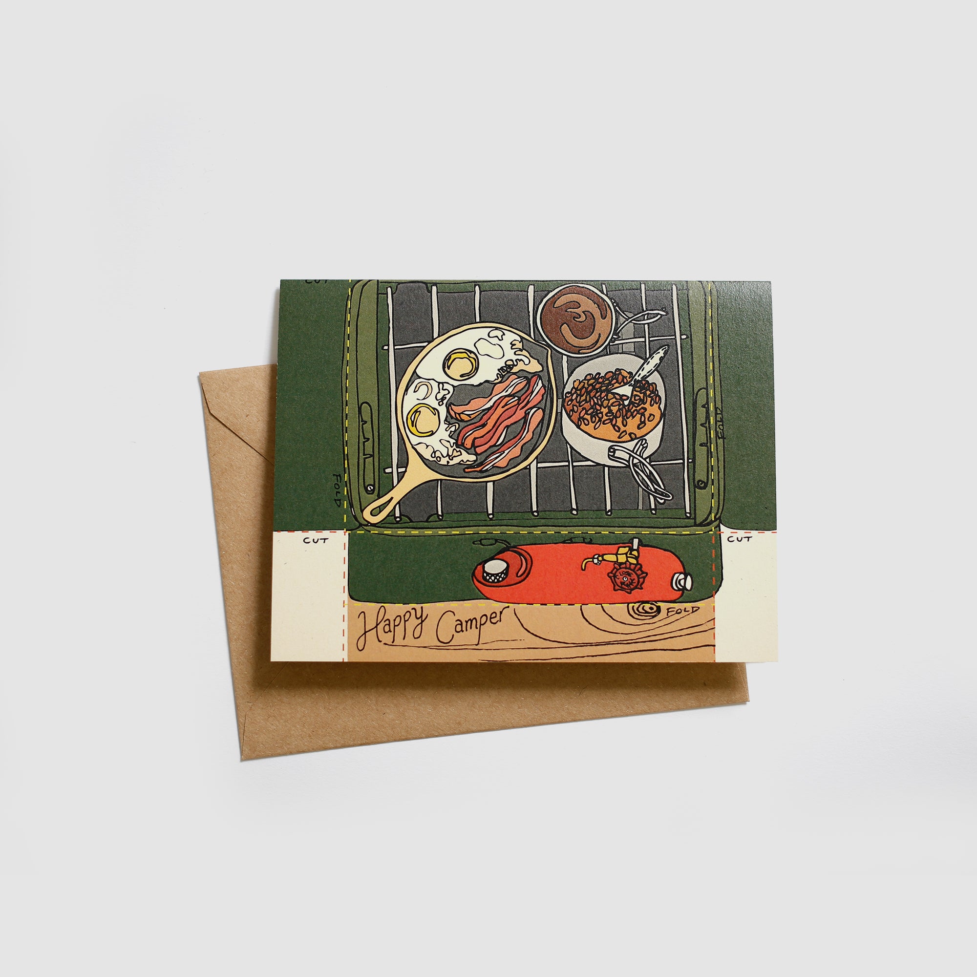 Happy Camper (Cut and Fold) Card - Wild Life Illustration and Card Co.
