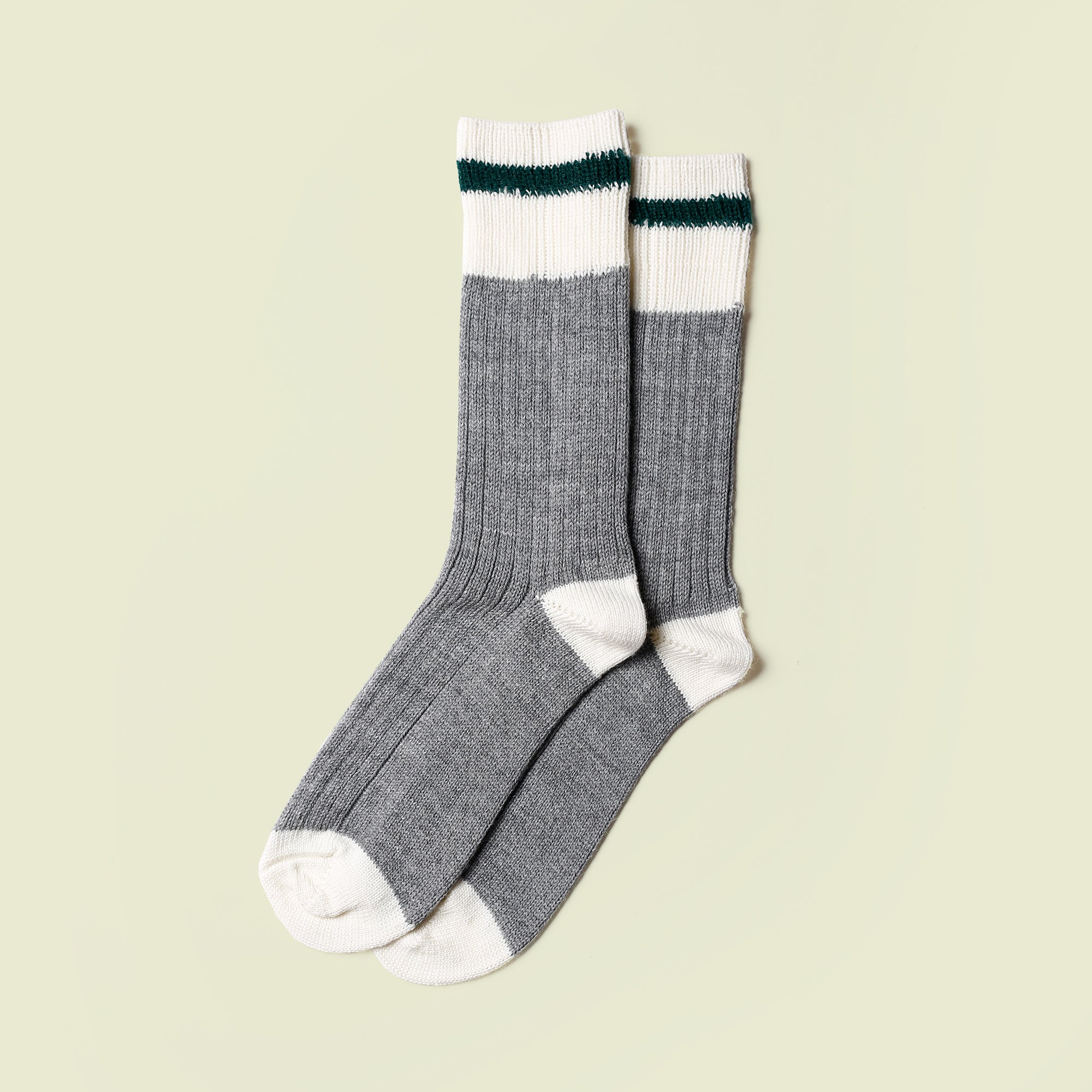 Men's Hunter Green and White Striped Socks