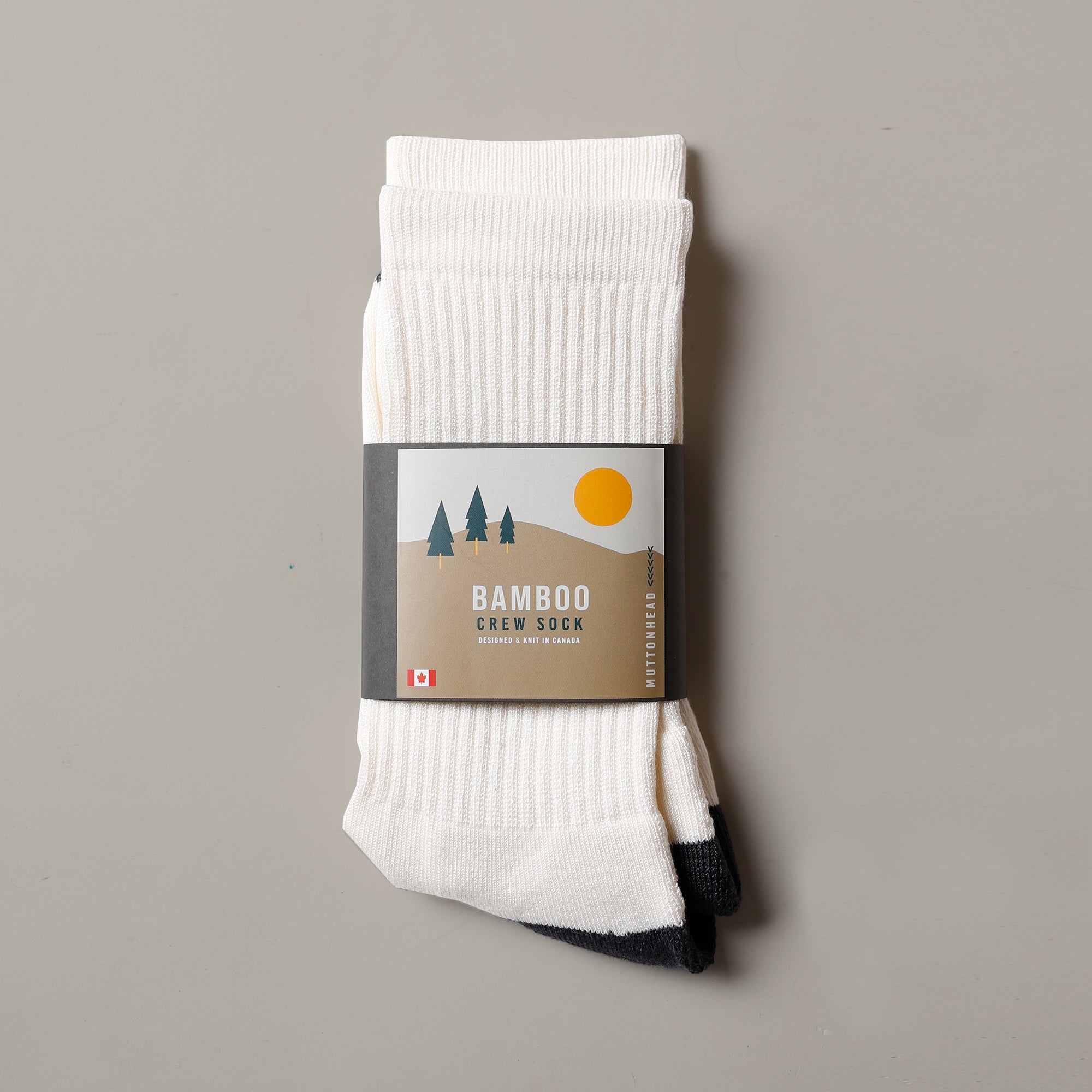 Bamboo Crew Sock - Ivory/Grey